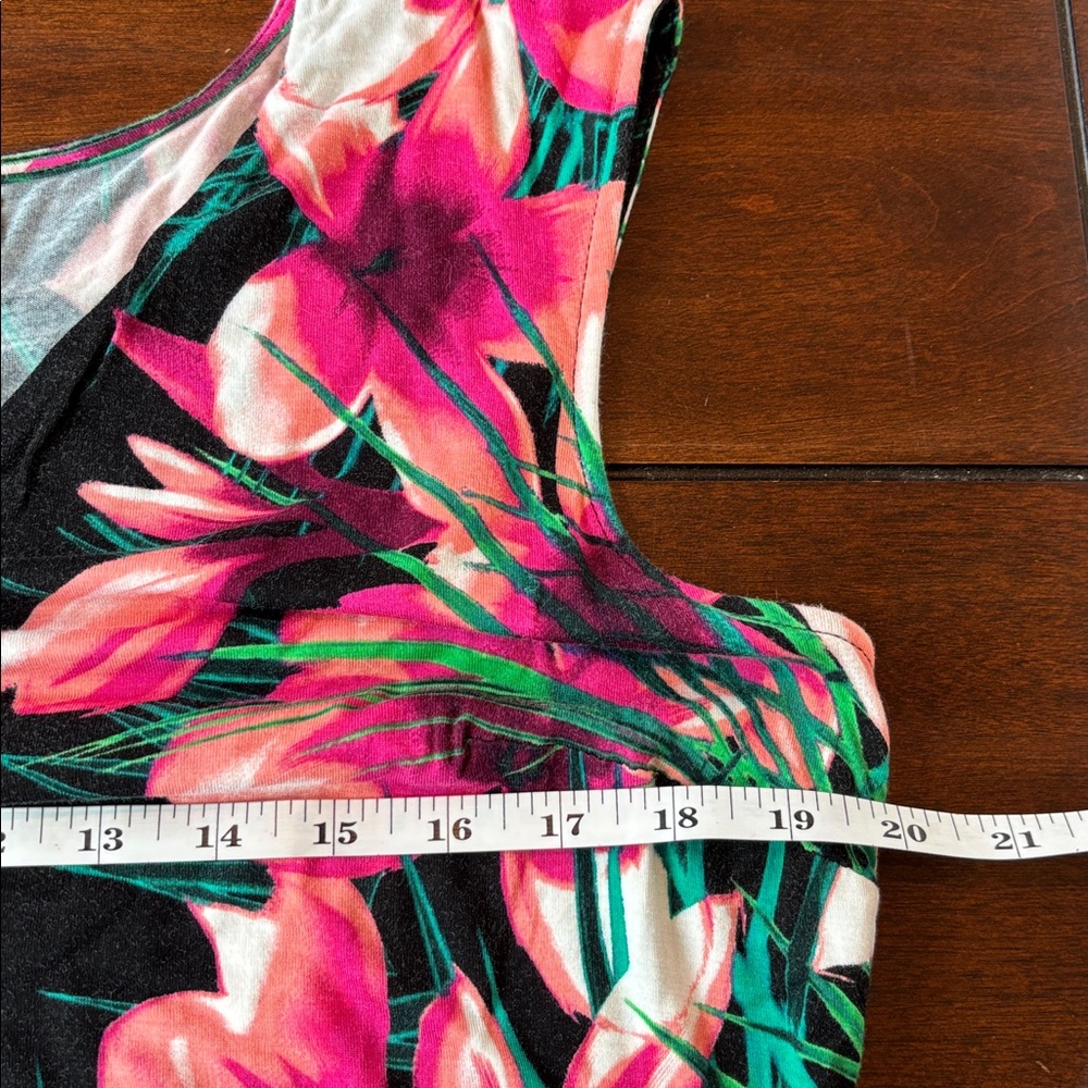 Apt. 9 Woman 1X Tropical Floral Sleeveless Pink and Black Maxi Dress - Picture 5 of 7